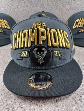 NBA Milwaukee Bucks 2021 New Era Champions Snap Back Hat Brand NEW